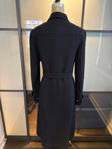 D&G Dolce & Gabbana Black Wool Crepe Coat Silver Snaps