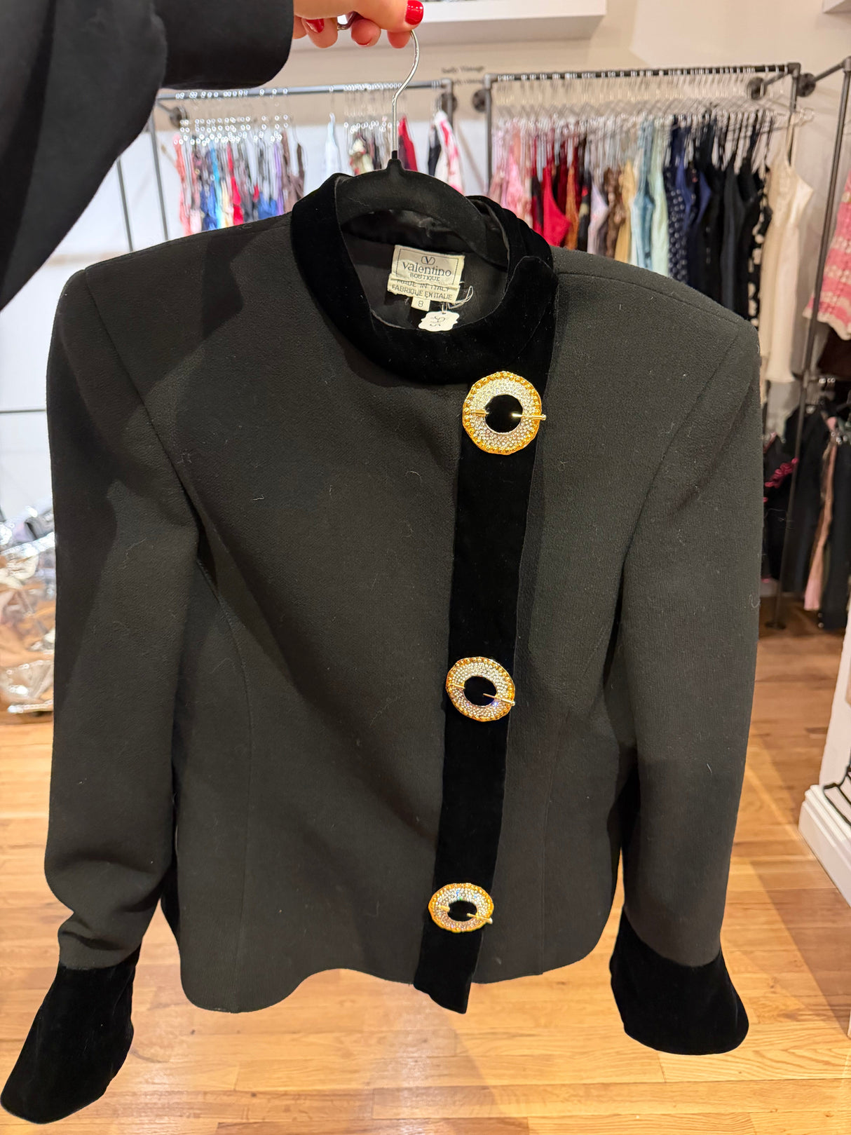 Valentino Boutique Stunning Black Blazer with gold details