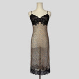 Mesh leopard print lace trim slip