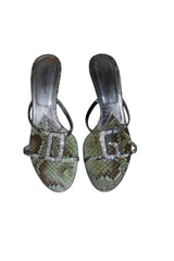 Dolce & Gabbana blue/green snakeskin heels with DG rhinestones logo (39)
