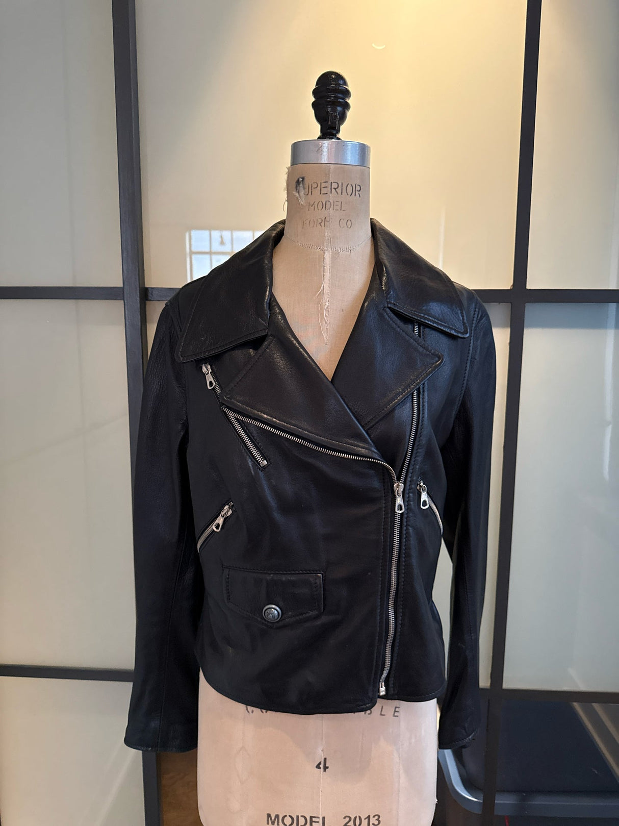 Moschino Black Size it 42  Leather Biker Moto Jacket
