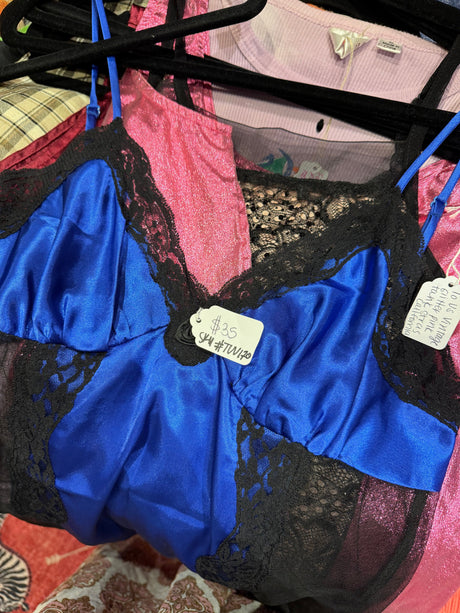 Fredericks of Hollywood blue lace tank - sku TUV #170