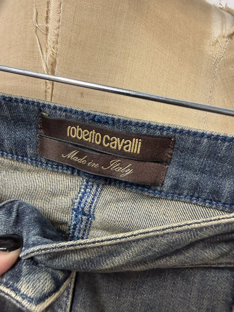 Roberto Cavalli Size 38 Blue Silver Skinny Jeans
