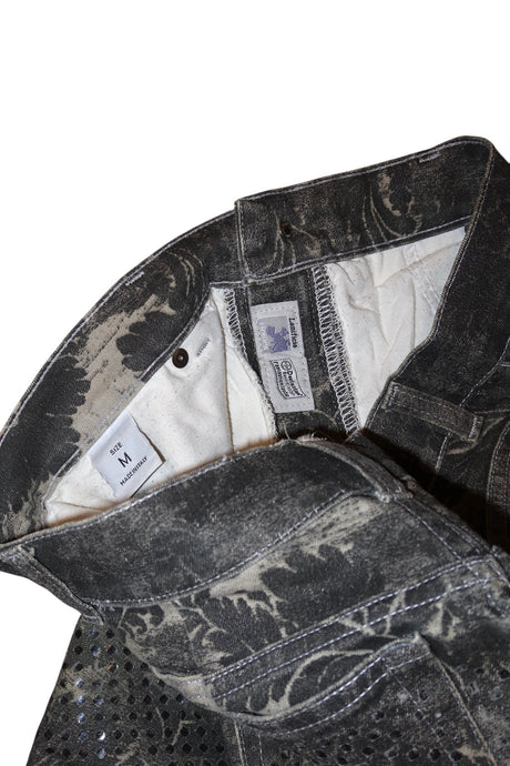 Roberto Cavalli gray jeans with baroque and metallic print (M)