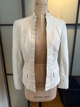 Burberry Size 38 Ivory White Leather Hook Eye Jacket