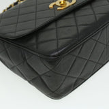 #53 Chanel Big Matelasse Turn Lock Shoulder Bag Caviar Skin Black