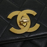 #53 Chanel Big Matelasse Turn Lock Shoulder Bag Caviar Skin Black