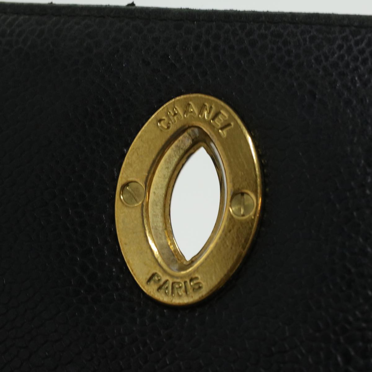 #53 Chanel Big Matelasse Turn Lock Shoulder Bag Caviar Skin Black