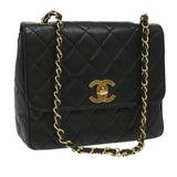 #53 Chanel Big Matelasse Turn Lock Shoulder Bag Caviar Skin Black