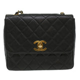 #53 Chanel Big Matelasse Turn Lock Shoulder Bag Caviar Skin Black