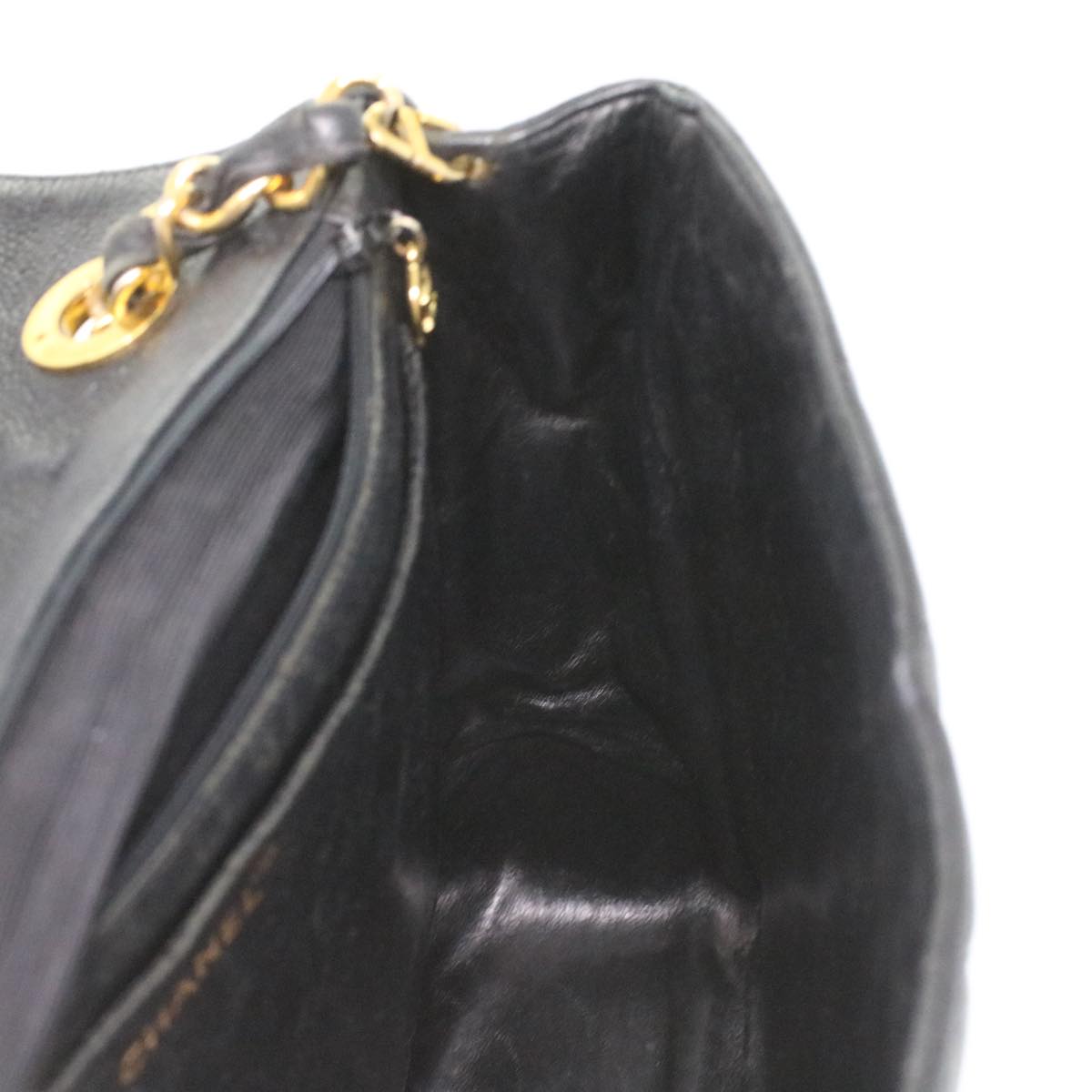 #53 Chanel Big Matelasse Turn Lock Shoulder Bag Caviar Skin Black