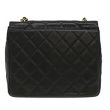 #53 Chanel Big Matelasse Turn Lock Shoulder Bag Caviar Skin Black