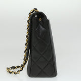 #53 Chanel Big Matelasse Turn Lock Shoulder Bag Caviar Skin Black