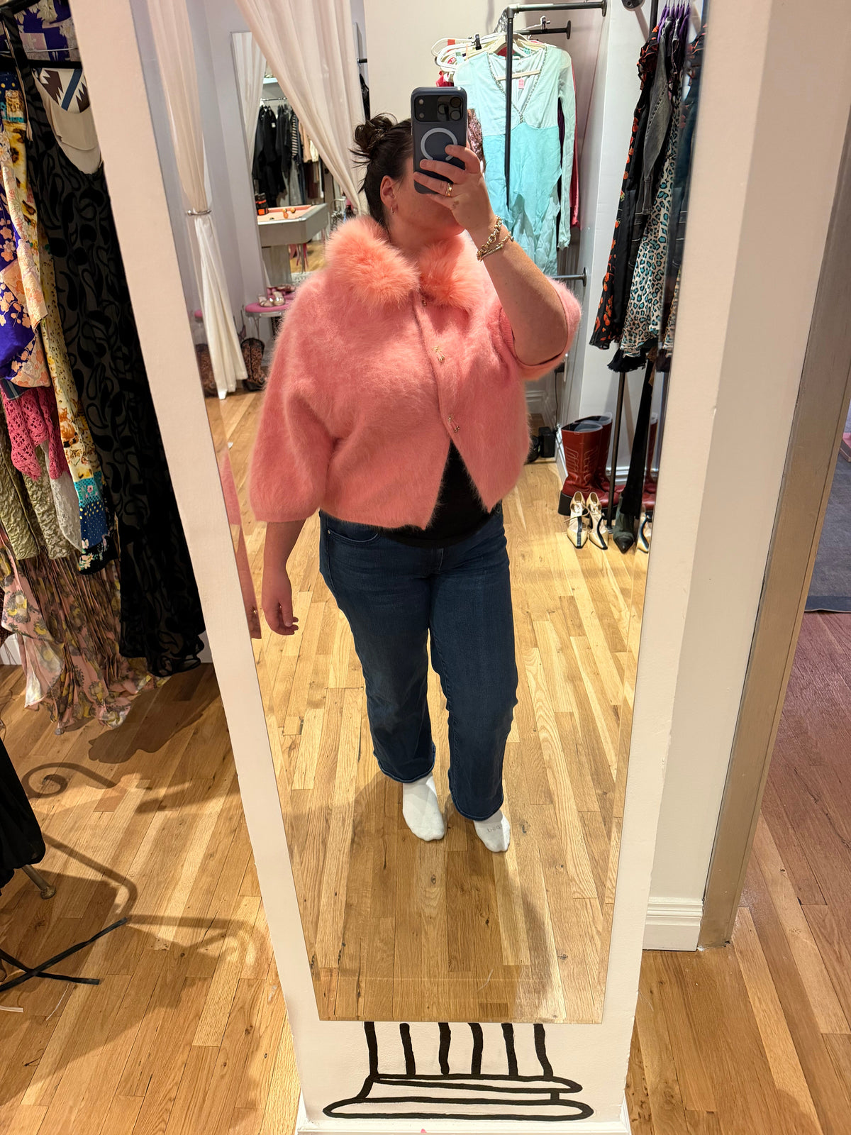 Pink sweater with fur