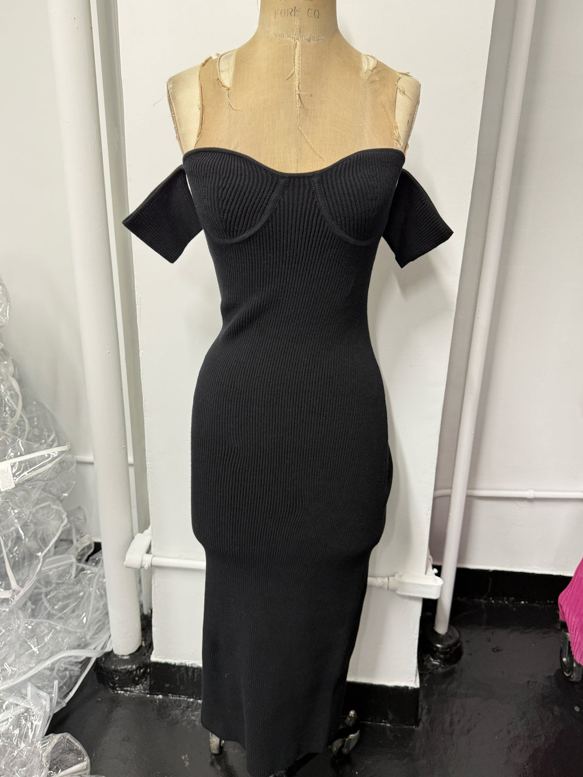 Helmut Lang Size S Black Knit Bustier Dress NWT