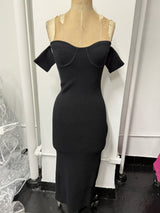 Helmut Lang Size S Black Knit Bustier Dress NWT
