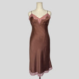 Lace trim silk gown