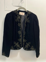 Vintage Oscar de La Renta Velvet Blazer with Gold Embroidered Detail size 6