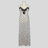 Floral lace trim gown