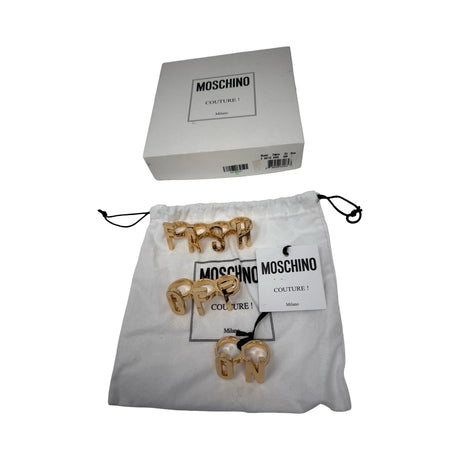 Moschino Gold Fashion Fash On Fash Off  Kunckle Rings Set of 3