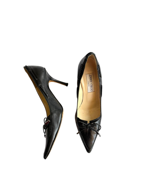 Jimmy Choo black braided bow heels (35.5)