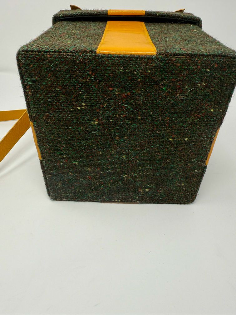 Moschino Tweed Leather Box Bag  Purse