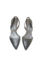 Oscar de la Renta metallic silver slingback heels (37.5)