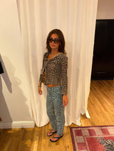 Blue Fendi Cheetah button down cardigan - SKU tuv #382