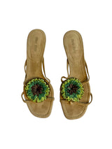 Miu Miu green flower sandal heels (38.5)