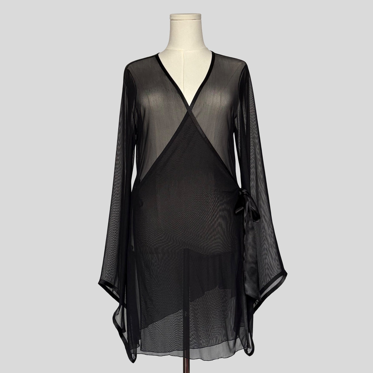 Sheer bell sleeve wrap robe