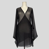Sheer bell sleeve wrap robe