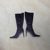 Donald J. Pliner US 9 Purple Suede Studded Embroidered Knee High Boot