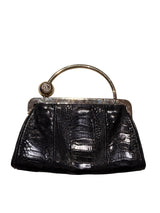 Gucci black alligator mini bag with gg crystal embellished ball closure by Tom Ford