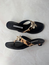 Manolo Blahnik EU 39.5 Leopard Calf Hair Kitten Heel