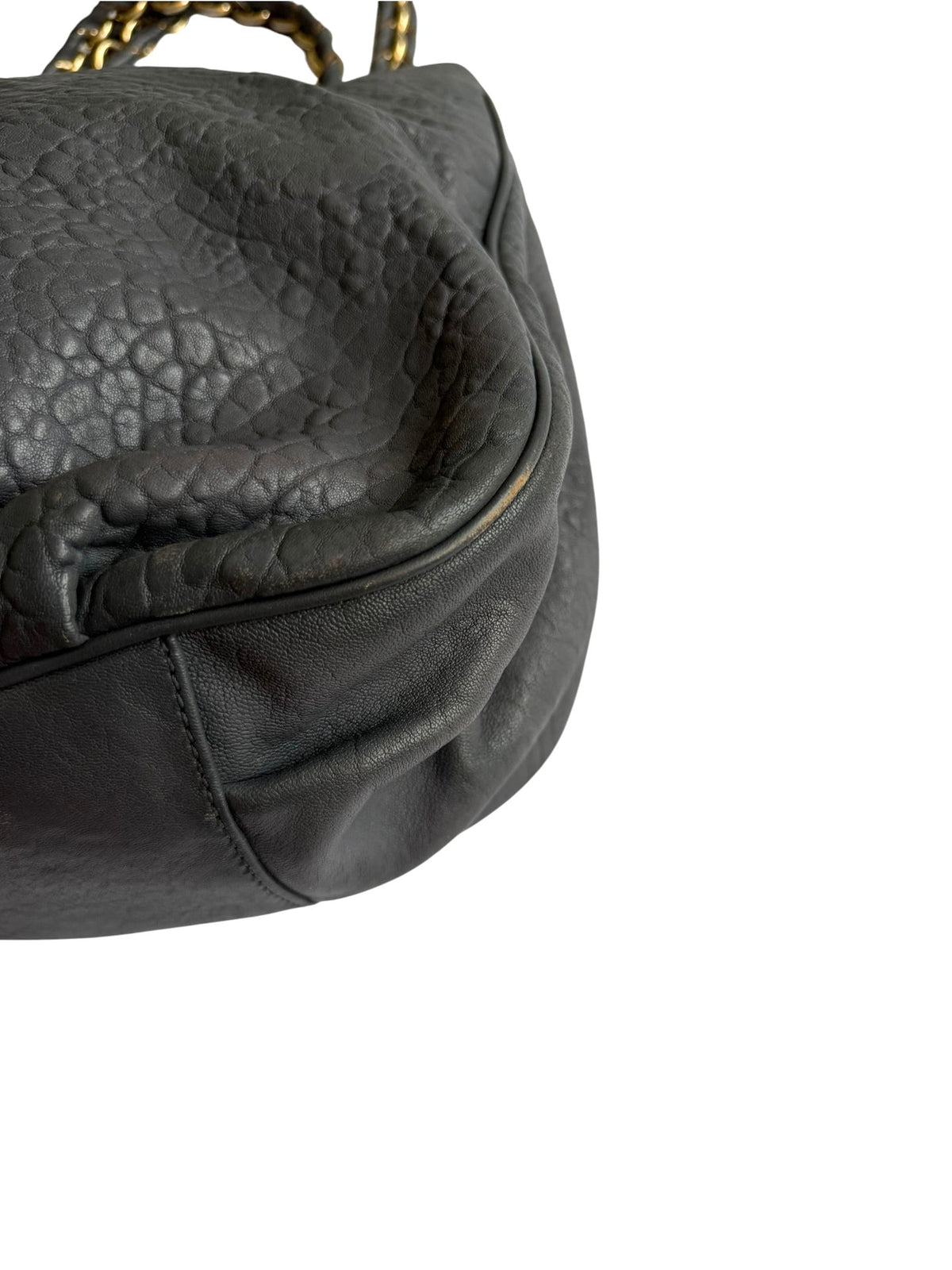 Fendi grey pebbled leather Mia tote bag