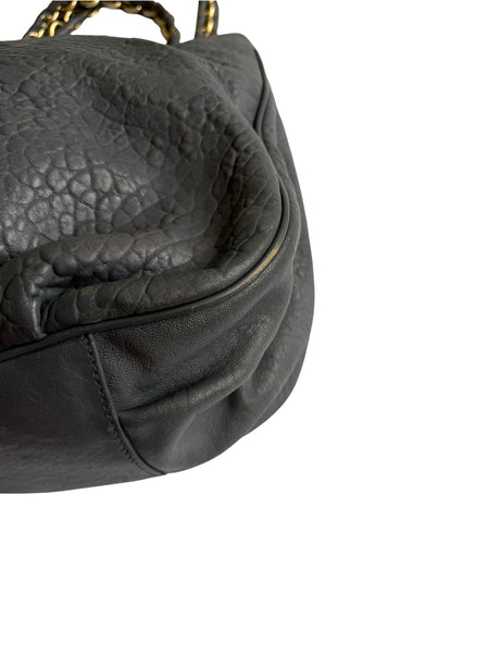 Fendi grey pebbled leather Mia tote bag