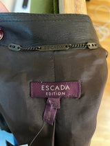 Escapes 100% Lambskin Leather Trench with Ruffle Detail
