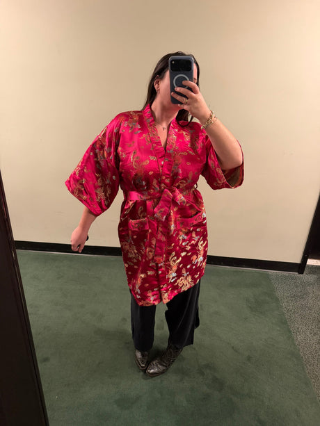 100% silk pink Asian robe/dress - tuv #103