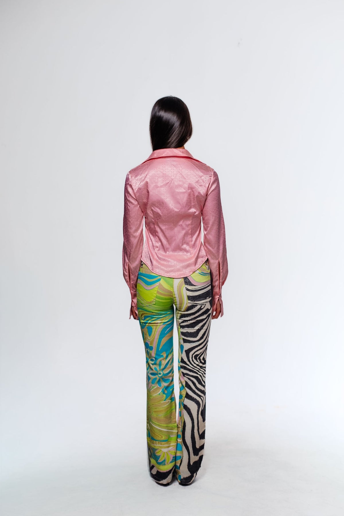 Roberto Cavalli ‘Just Cavalli’ Pink Satin Button Down Blouse