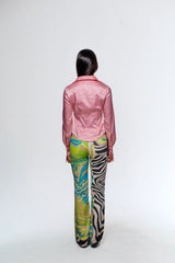 Roberto Cavalli ‘Just Cavalli’ Pink Satin Button Down Blouse