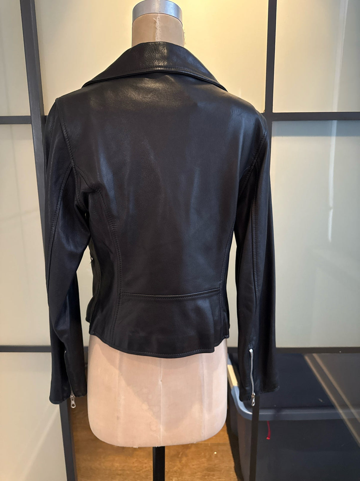 Moschino Black Size it 42  Leather Biker Moto Jacket