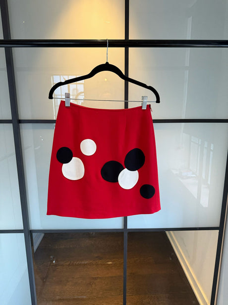 Moschino Size 6 Red & Black Polka Dot Mini Skirt