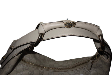 Gucci light grey Guccissima horsebit hobo bag