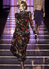 Vintage John Galliano Black Silk Blouse with Cherry Details - Fall/Winter 2003 - size small
