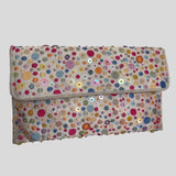 Colorful dotted beaded clutch