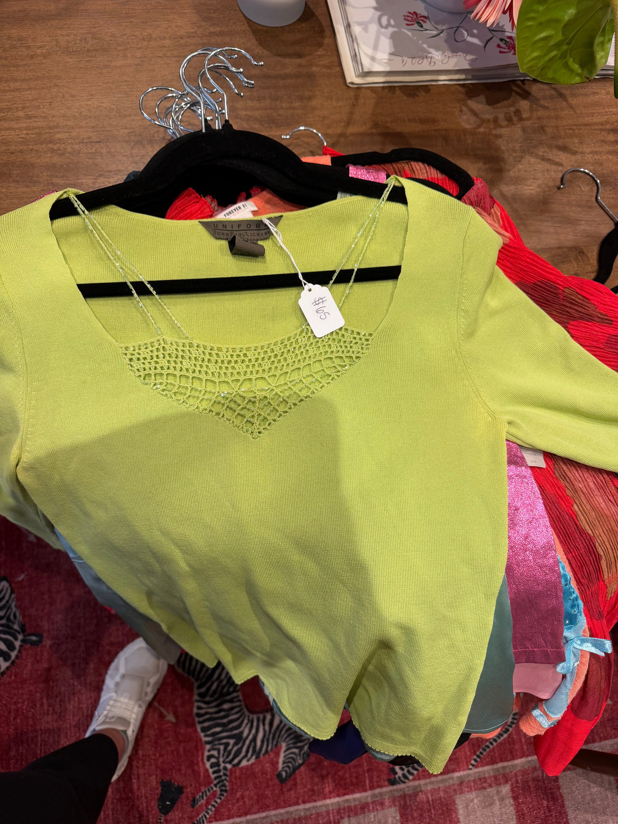 Green top with beaded detail - sku TUV #360
