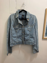 “As is” y2k denim bedazzled jean jacket with silver buttons - TUV #567767