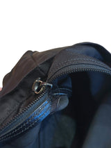 Gucci black nylon tote bag with bamboo handles