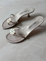 Manolo Blahnik EU 38.5 Ivory Leather Thong Sandal