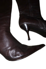 Escada brown boots with tortoise shell logo (37.5)